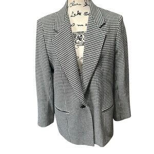DUMAS Houndstooth One Button Front Blazer Large